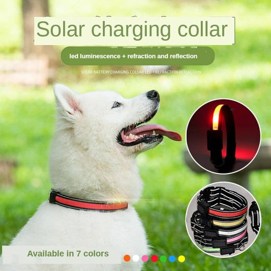 Solar Flare Pet Collar: LED Solar Luminous, Stylish Safety for Your Furry Friend.