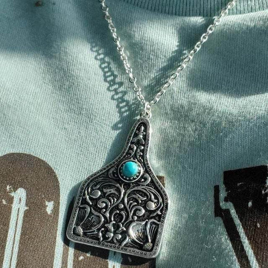 Healing Geometry Turquoise Pendant Necklace.