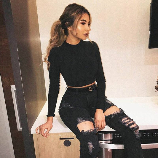 Everlasting Comfort Long Sleeve Crop Top Women's Shirt.