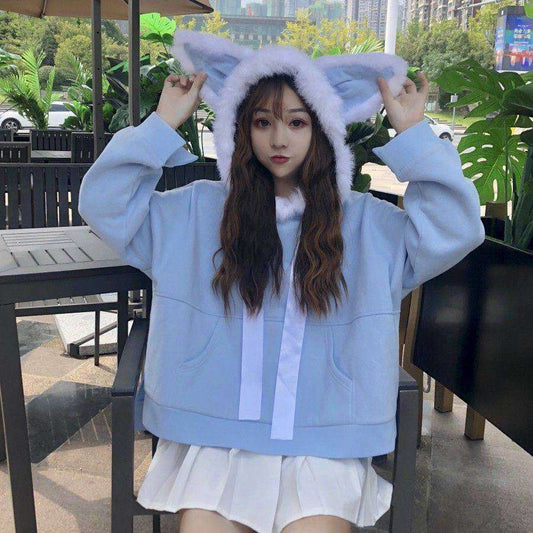 Fox Ears Hooded Sweatshirt.