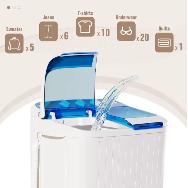Portable Washer And Dryer - Compact Fast Spin 250W For Small Spaces and Travel