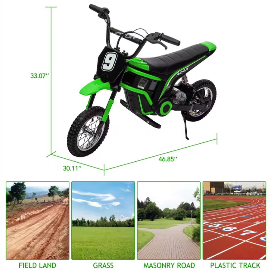 Kid's Electric Dirt Bike 350W 14MPH 24V Adjustable Seat and Safety Features