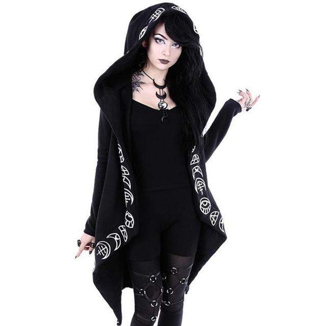 Black Hooded Moon Kimono Multiple Sizes.