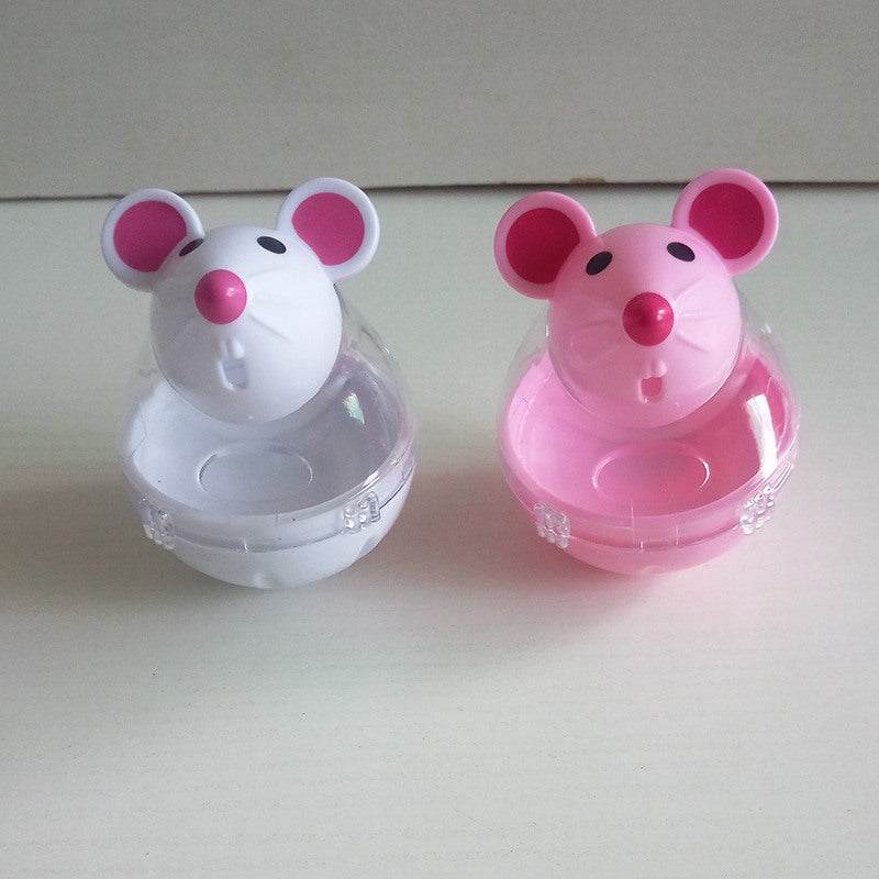 Automatic Feeding Snack Dispenser Cute Mouse Shape Tumbling Cat Toy.