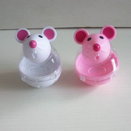 Automatic Feeding Snack Dispenser Cute Mouse Shape Tumbling Cat Toy.