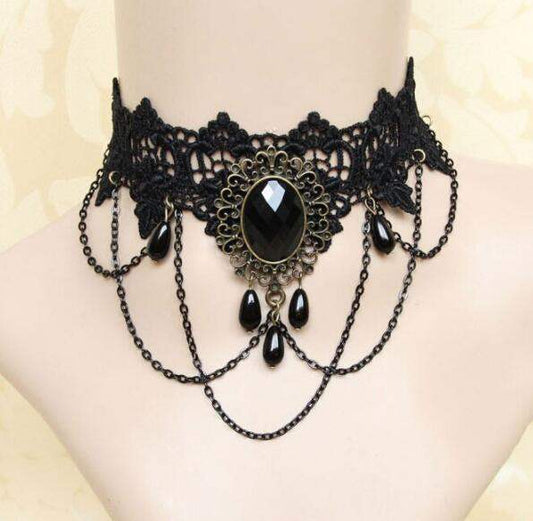 Gothic Multi-Layer Crystal Lace Choker - Variety.