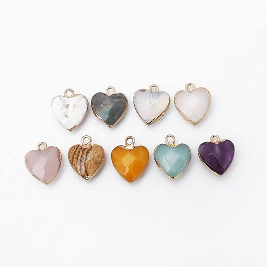Assorted Crystals Heart Pendants.