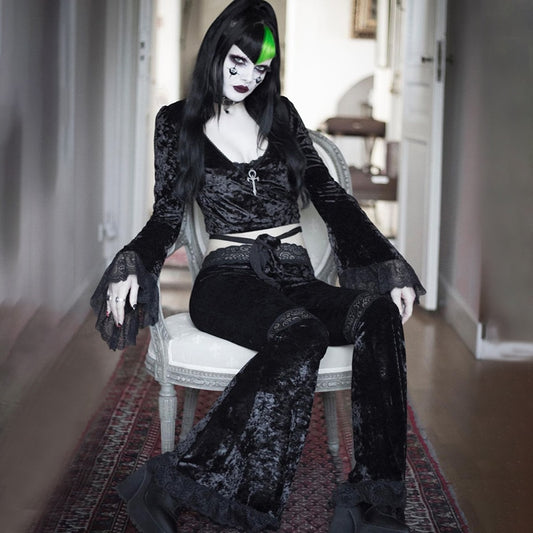 Black High Waisted Flared Pants - Realm of Wonders