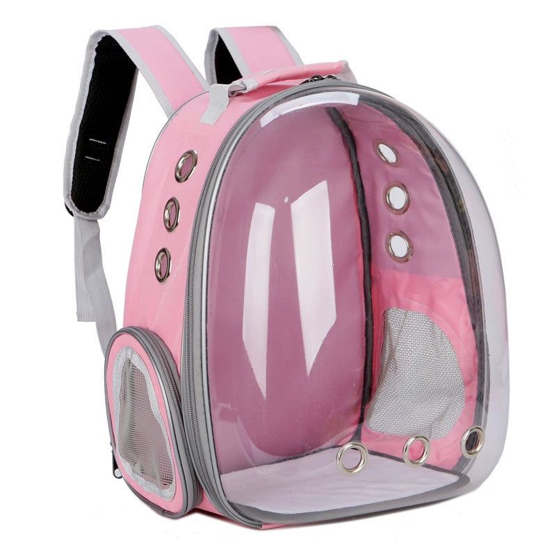 Space Capsule Cat Shoulder Bag: Transparent Panoramic Portable Pet Carrier.
