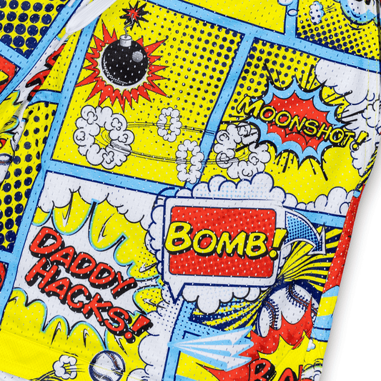 Comic Book Bombs Lifestyle Baseball Mesh Shorts.