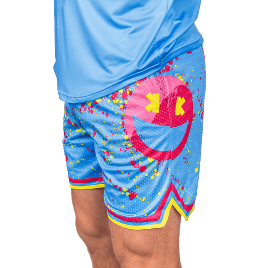 Smiley K Paint Splatter Mesh Lifestyle Baseball Shorts.