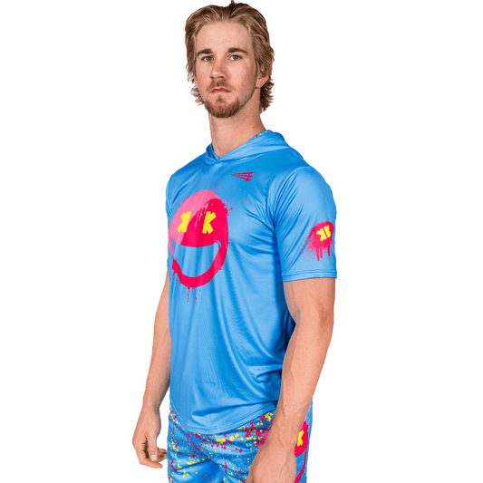 Smiley K Paint Splatter HyperMAX Short Sleeve Baseball Hoodie.