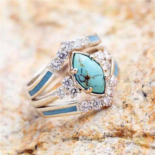 Achieving Dreams Turquoise 3-Piece Ring.
