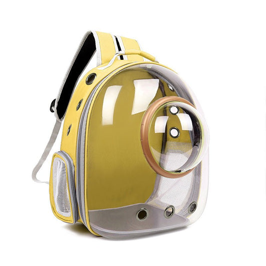 Space Capsule Cat Shoulder Bag: Transparent Panoramic Portable Pet Carrier.