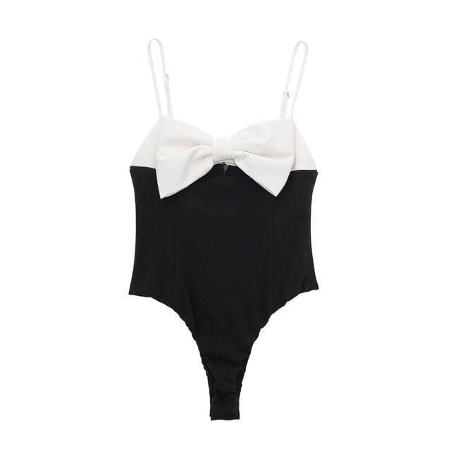 Bow Design White & Black Playsuits.