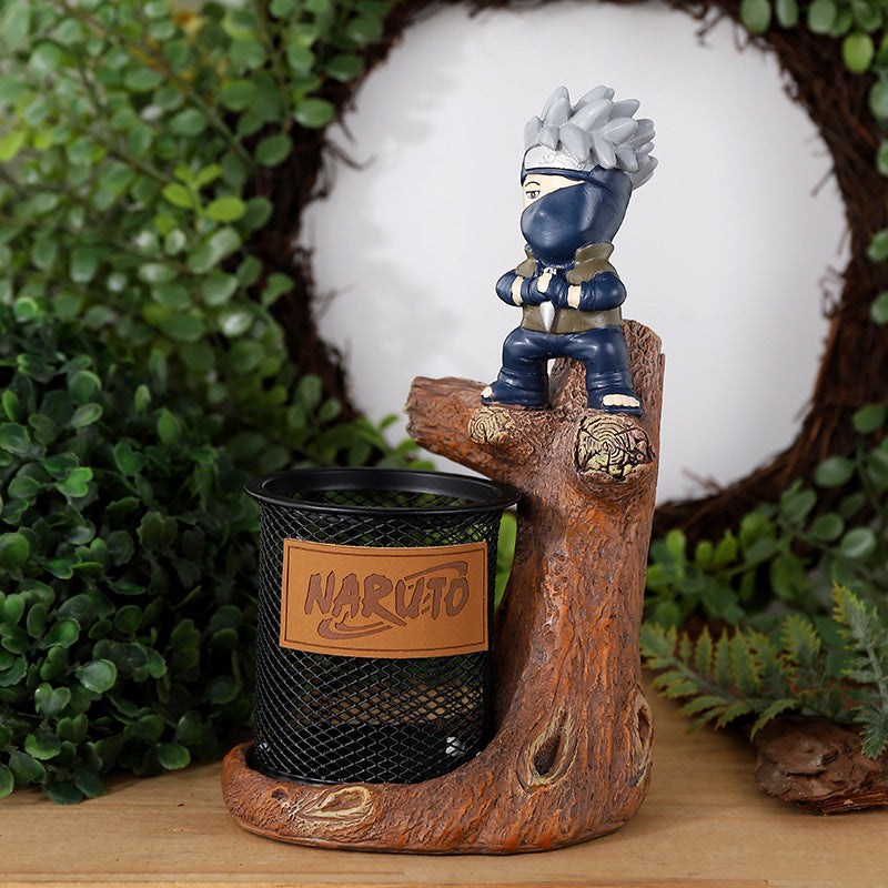 Naruto and Kakashi resin desktop ornaments storage pen holder.