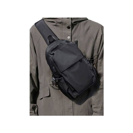 Urban Essentials Sleek Black Cross Shoulder Strap Pack with USB Capabilities Cross Chest Bag.