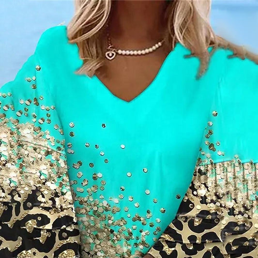 Leopard Print V-Neck Beach Dress.