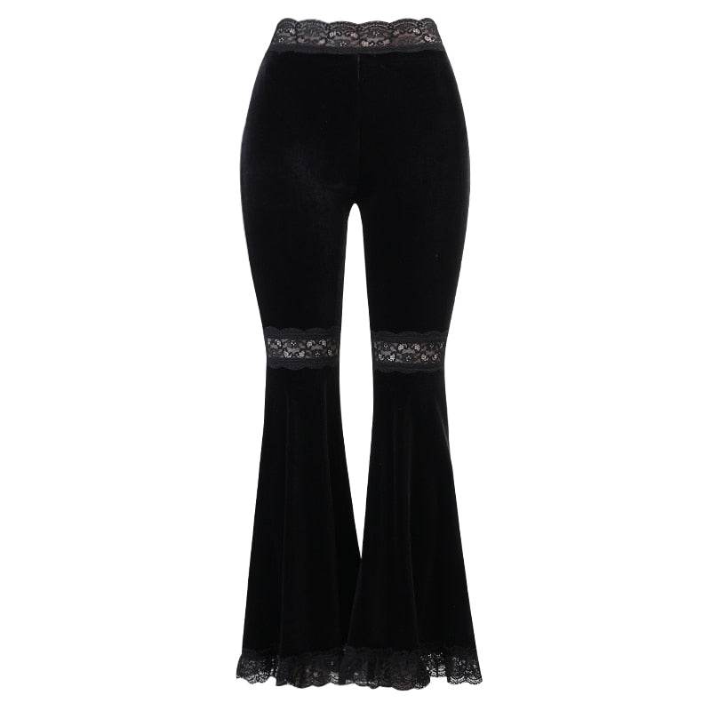 Black High Waisted Flared Pants.