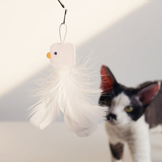 Feather Frenzy: Telescopic Chicken Stick Cat Wand Toy.