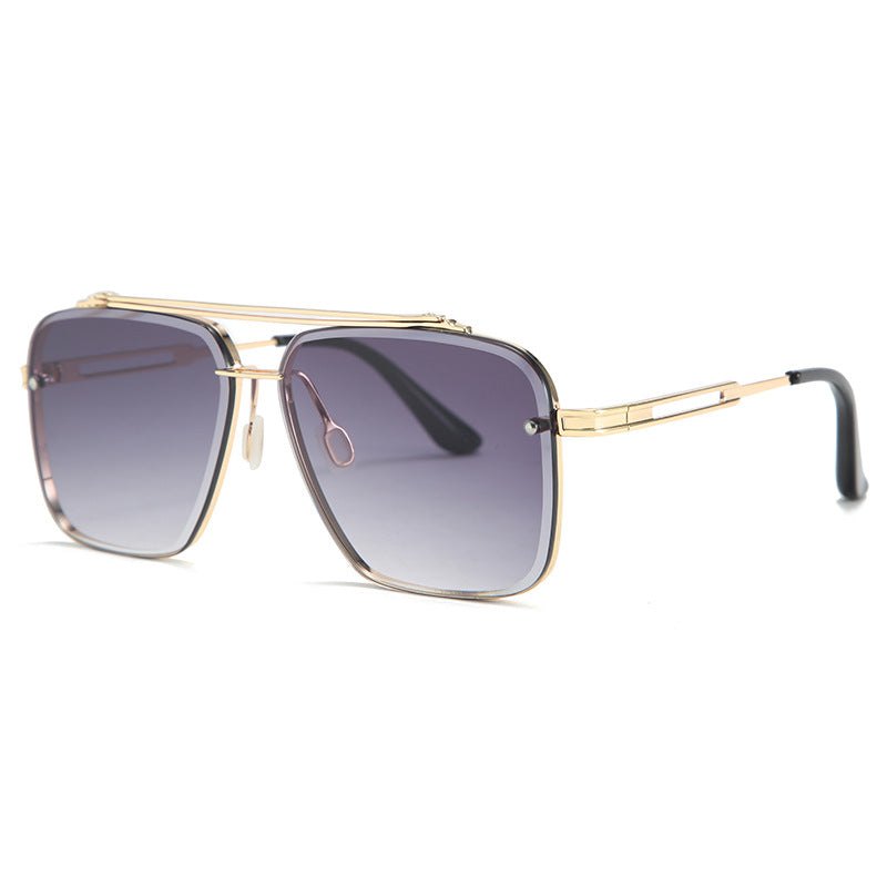 Urban Edge: Stylish Double Beam Cut Metallic Sunglasses.
