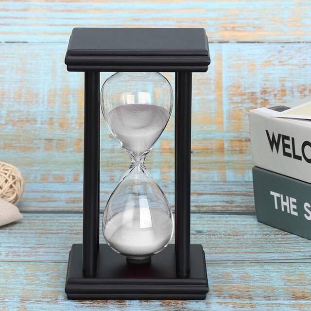 Vintage Black Wooden Hourglass.