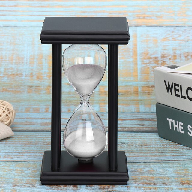 Vintage Black Wooden Hourglass - Realm of Wonders