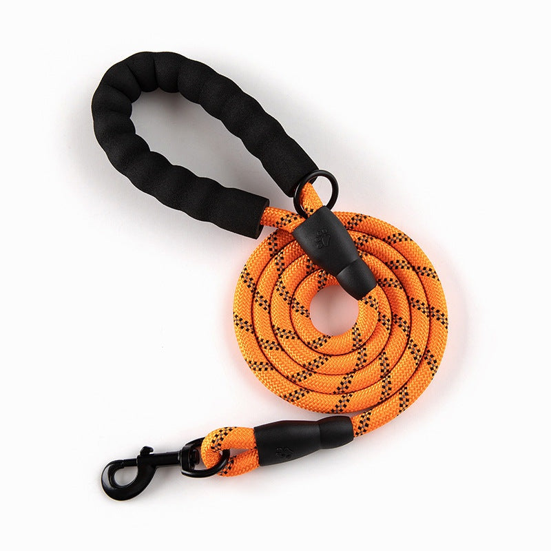 Reflective Round Rope Pet Leash with Anti-Running Foam Handle.