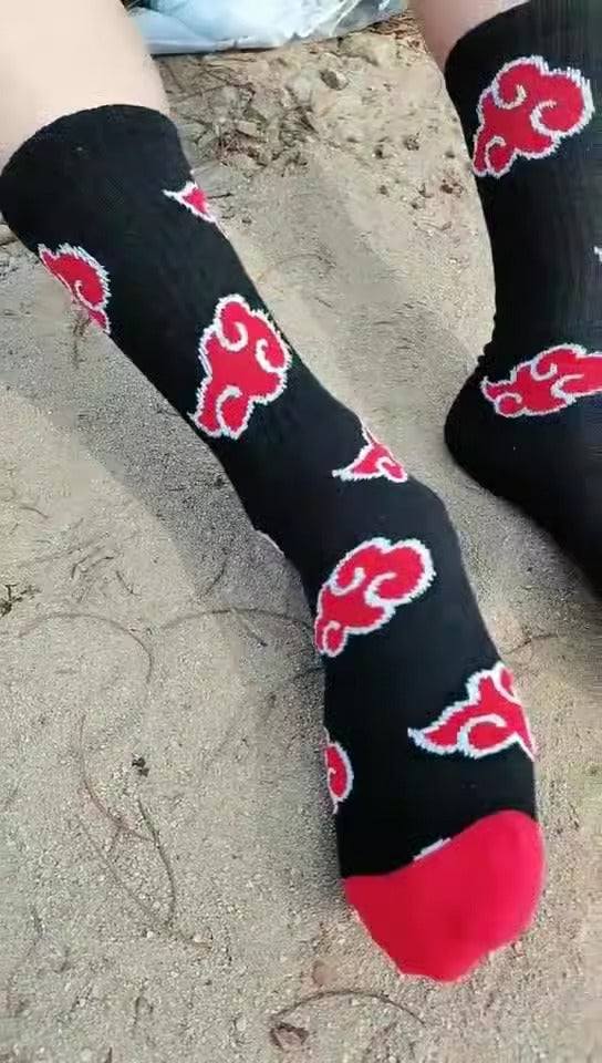 Shadowed Paths: Akatsuki Clan Naruto Socks.