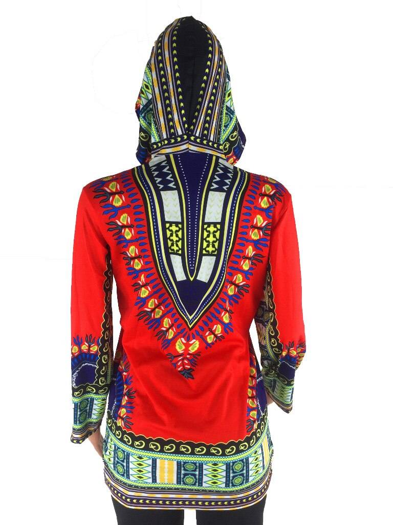 Vintage Hooded Long Sleeve Dashiki.