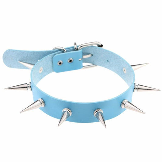 Black Spike Choker Belt Collar Necklace.