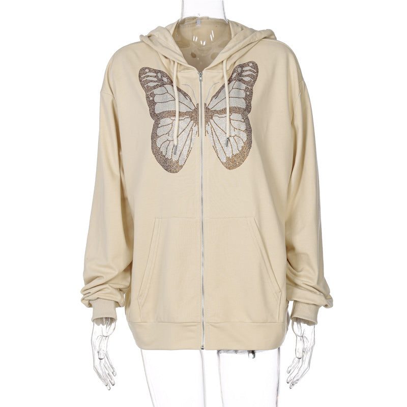 Butterfly Long Sleeve Hooded Sweater.