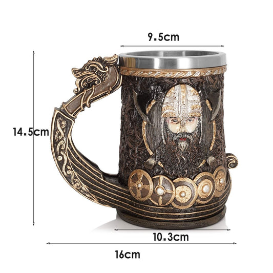 Viking Buccaneer Tankard: Large Stainless Steel Drinking Cup.