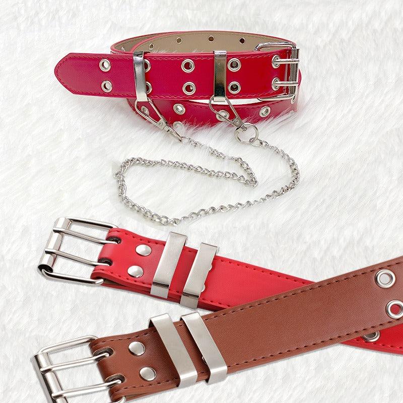 Punk Fusion Fashion Hip Hop Style Decorative Gothic Style Belt With Chain.