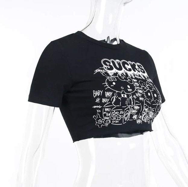 Gothic Cute Kitty Short Sleeve Shirt.