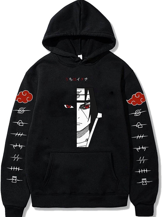 Sharingan Shadows: Naruto Itachi Uchiha Anime Printed Hoodie.