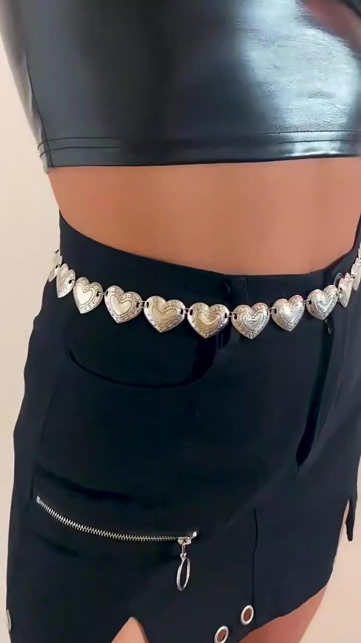Retro Love Pattern Waist Chain for Women Heartfelt Adorn Stomach Chain Belly Chain.