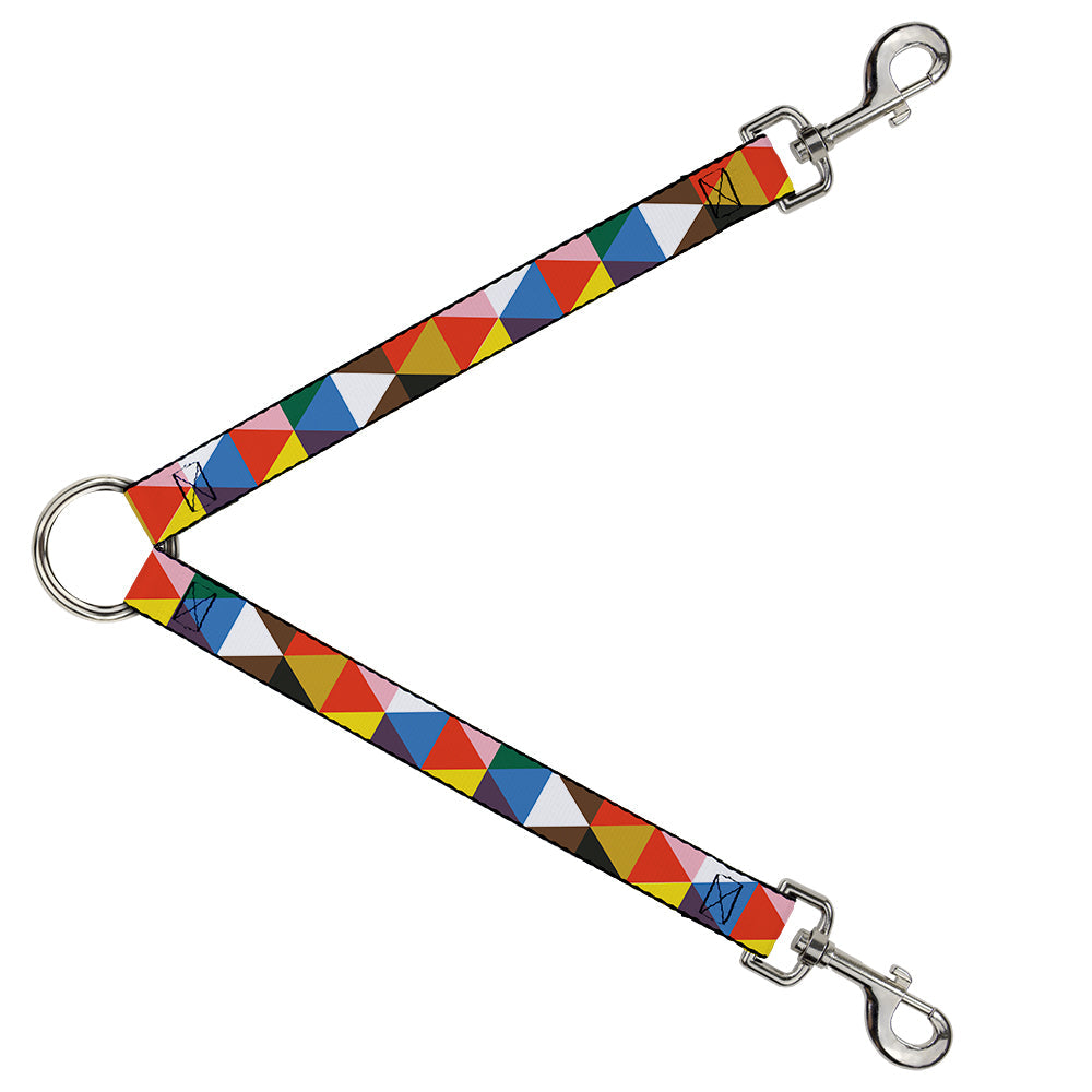 Dog Leash Splitter - Geometric Triangle Blocks Multi Color