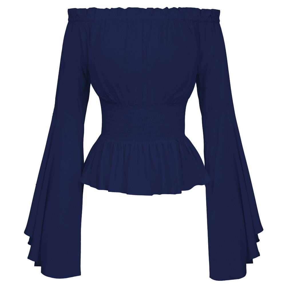 Retro Gothic Off-Shoulder Chemise: Victorian Peasant Blouse.