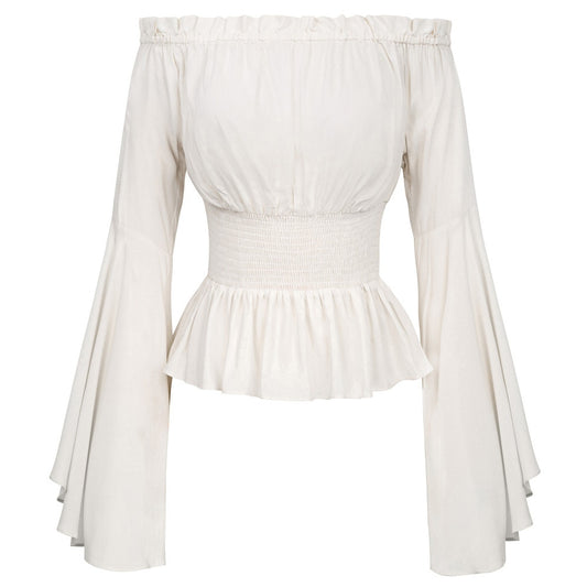 Retro Gothic Off-Shoulder Chemise: Victorian Peasant Blouse