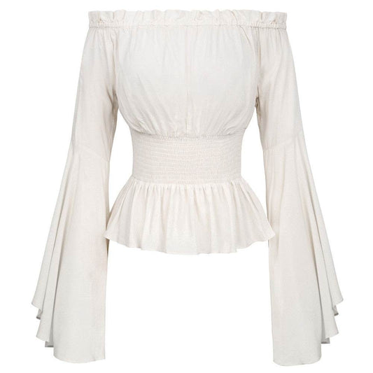 Retro Gothic Off-Shoulder Chemise: Victorian Peasant Blouse.