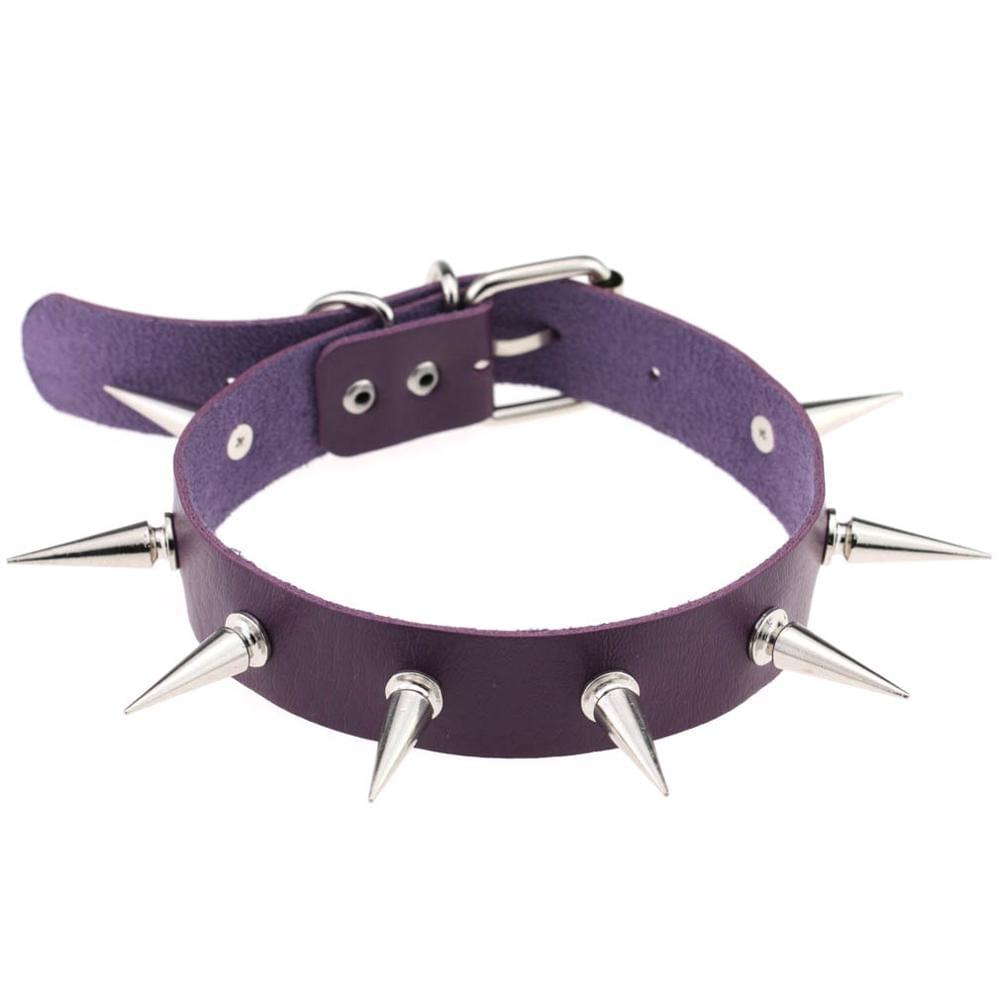 Black Spike Choker Belt Collar Necklace.