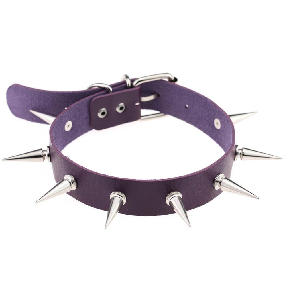 Black Spike Choker Belt Collar Necklace