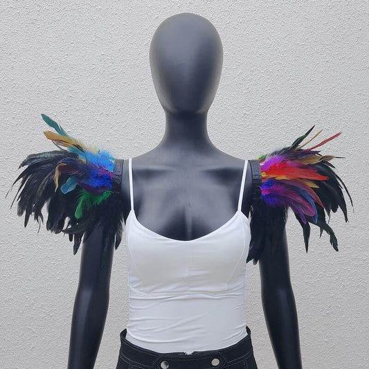 Midnight Raven's Embrace: Gothic Feather Shawl.
