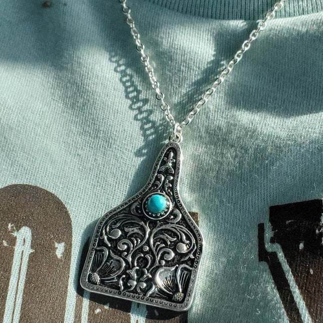 Healing Geometry Turquoise Pendant Necklace.