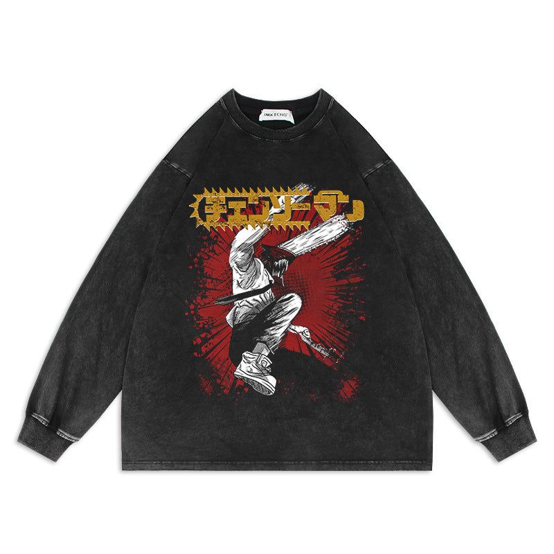 Various Chainsaw Man Heavy Duty Washed Sweaters.
