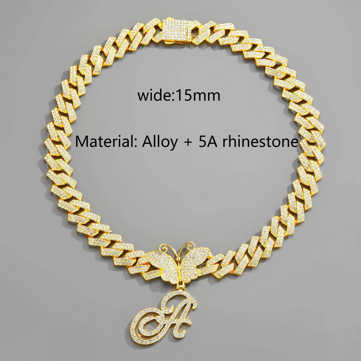 Cuban Link w/ Custom Butterfly Letter Pendant.