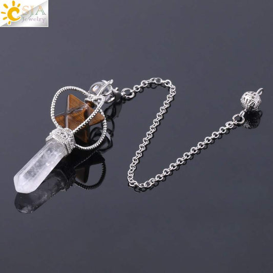 Rotatable Merkaba Crystal Pendulum Amulet.