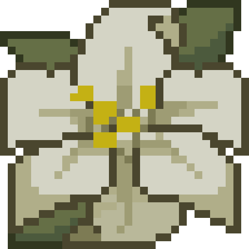 Digital Pixel Art Leafy Flower For Stickers Or Video Games.