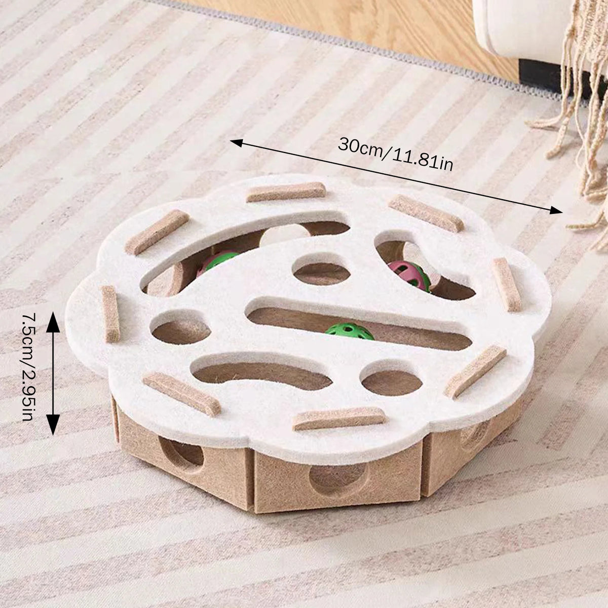 Cat Felt Puzzle Box, Interactive Maze Ball Toy for Indoor Cats and Kittens